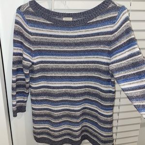 Talbots Blue, Grey, & White Knit Sweater